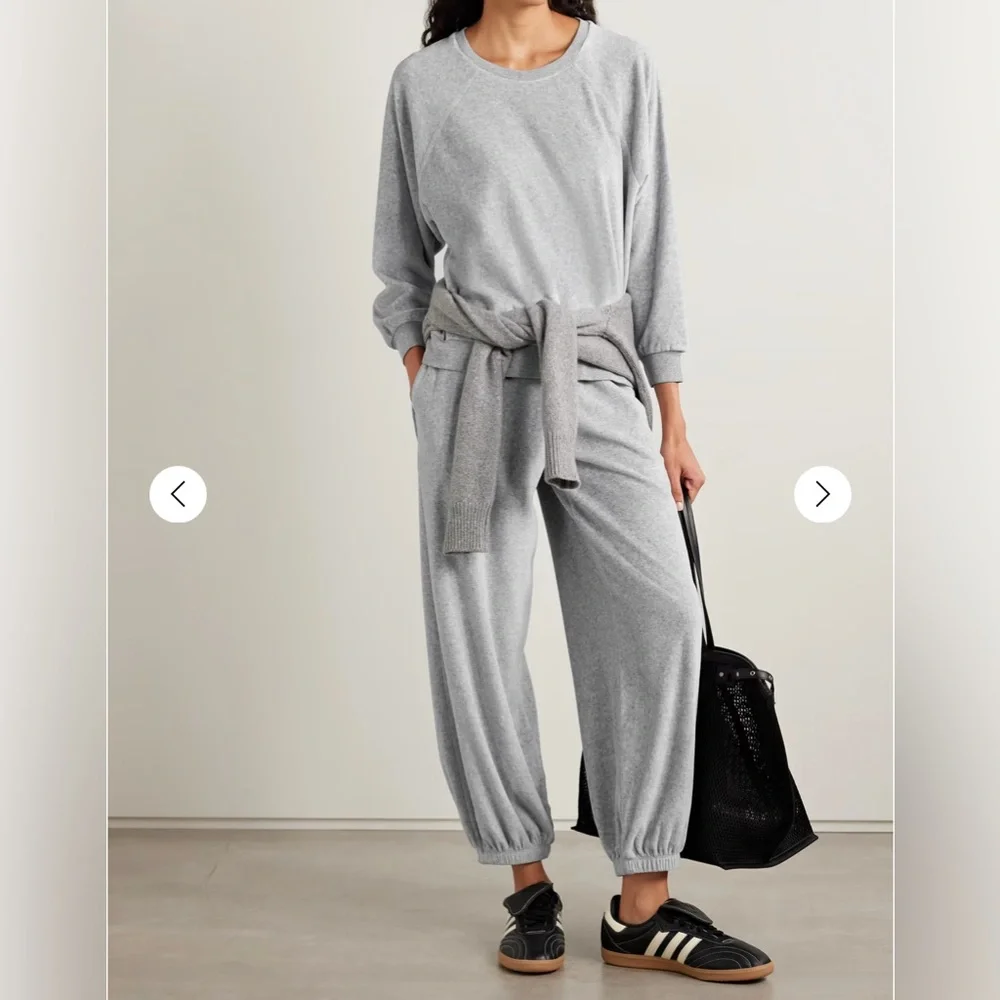 SUZIE KONDI Samos cotton-blend velour sweatshirt and sweatpants set size S - Picture 1 of 12